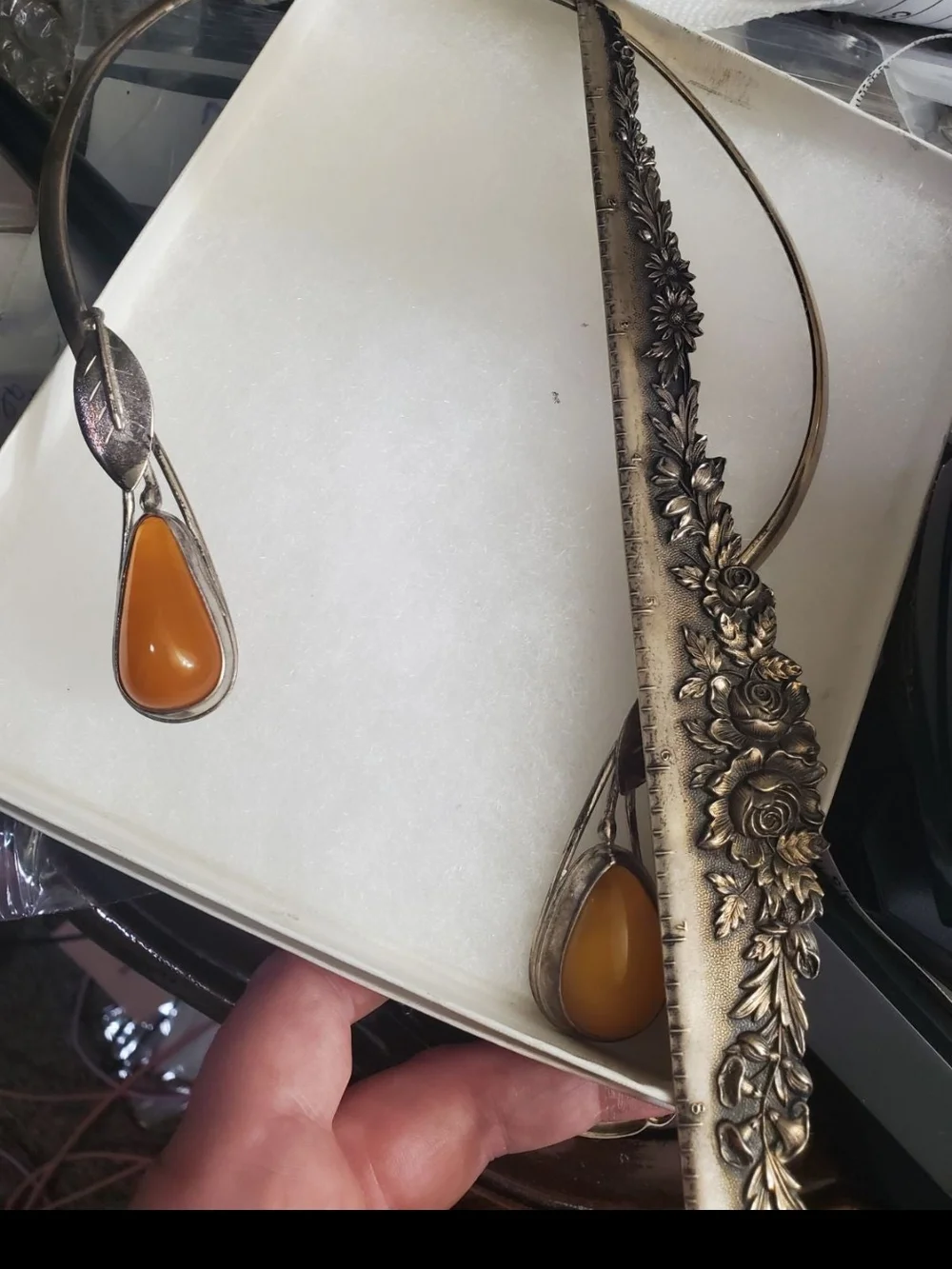 Butterscotch amber sterling necklace. Solid sterling silver tested and shown in
